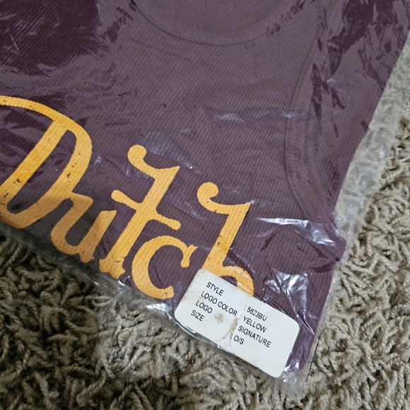 New Von Dutch Tank Maroon Yellow Script Ribbed Stretch - Picture 4 of 6